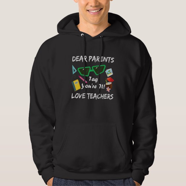 Sudadera Queridos padres etiquetan lo que aman el diseño de (Anverso)