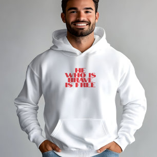 Sudadera Quien es valiente es libre cita blanco rojo