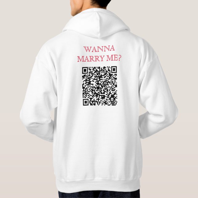Sudadera Quiero Casarme Con El Código QR En Blanco Fundido (Reverso)
