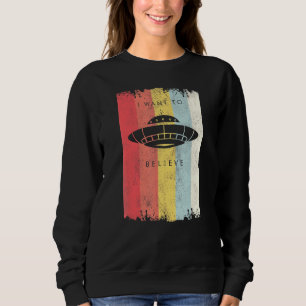 Sudadera Quiero Creer Que Alien Flying Saucer Retro Ufo