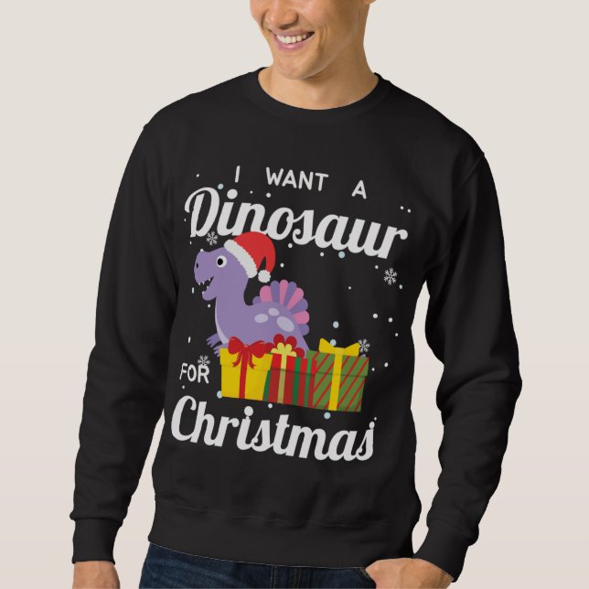 Sudadera Quiero Dinosaurio Para Navidades Divertidos Dino H (Anverso)