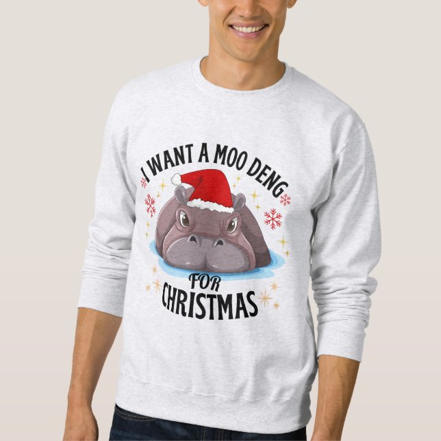 Sudadera quiero un moo deng para navidades lindo bebé hipop (Anverso)