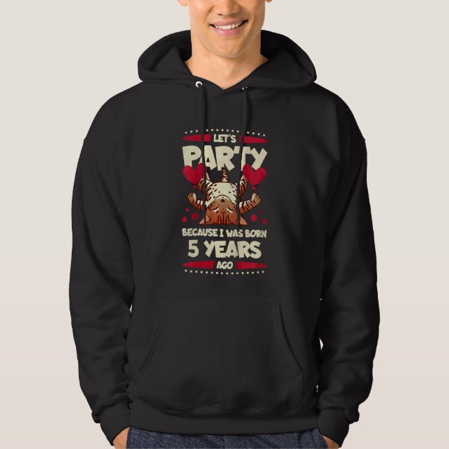 Sudadera Quinto cumpleaños, Fiesta por nacer cinco (Anverso)