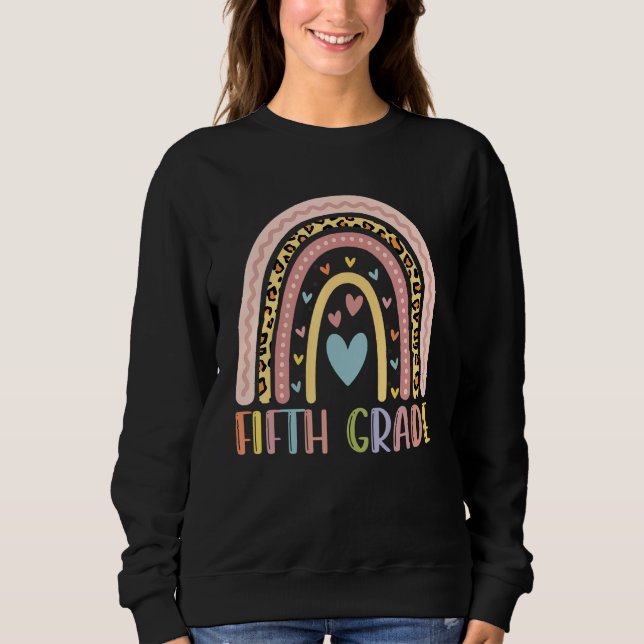 Sudadera Quinto grado Chicas del leopardo del arcoiris Equi (Anverso)