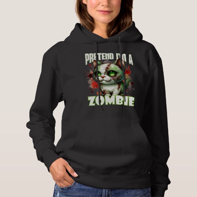 Sudadera Quirky Zombie Cat Design para divertirse en Hallow (Anverso)