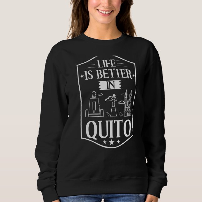 Sudadera Quito: Viaje del mapa de la ciudad de Ecuador (Anverso)