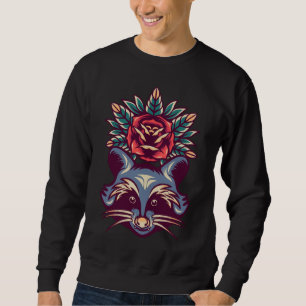 Sudadera Raccoon-Animal con arte gráfico floral para hombre