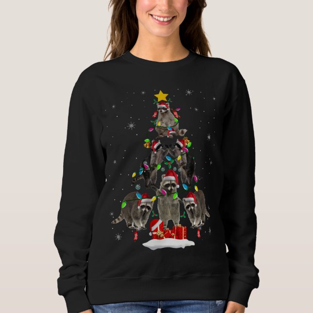 Sudadera Raccoon Árbol de Navidad Funny Santa Raccoon Lover (Anverso)