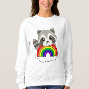 Sudadera Raccoon Arcoiris Dulce Animales Coloridos Raccoon