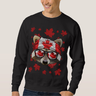 Sudadera Raccoon canadiense patriótico Bandera de arce hoja