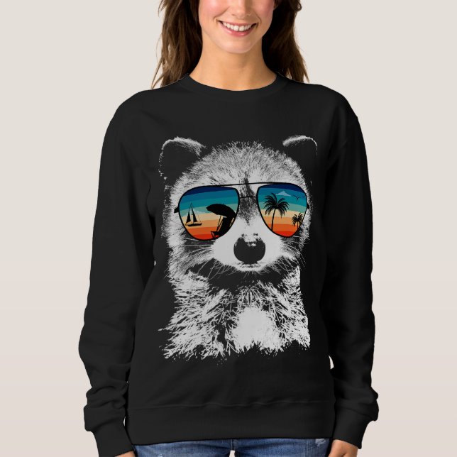 Sudadera RACCOON Con Gafas De Sol Estilo Retro (Anverso)