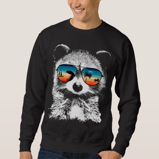 Sudadera RACCOON Con Gafas De Sol Estilo Retro (Anverso)
