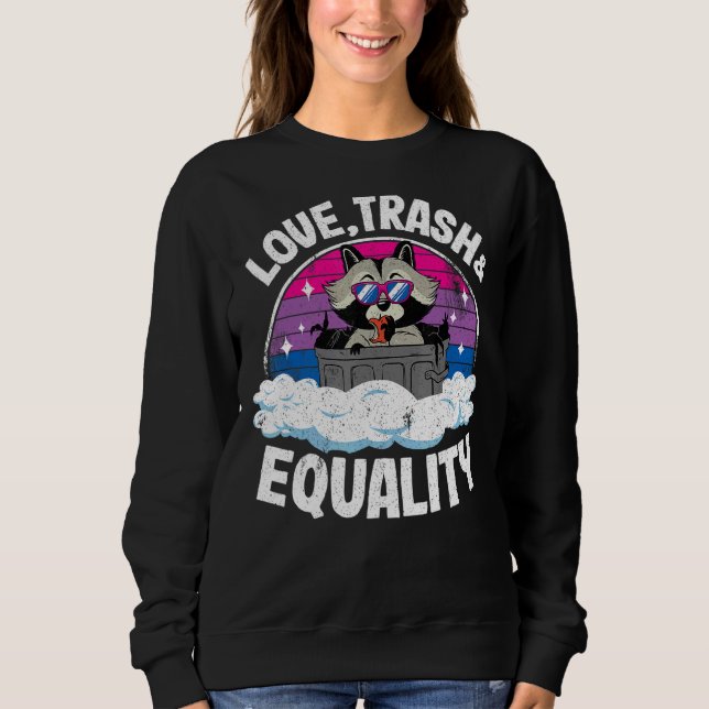 Sudadera Raccoon de amor Trash e Igualdad Arcoiris Bisexual (Anverso)