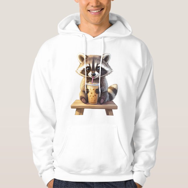 Sudadera Raccoon Drinking Iced Coffee (Anverso)