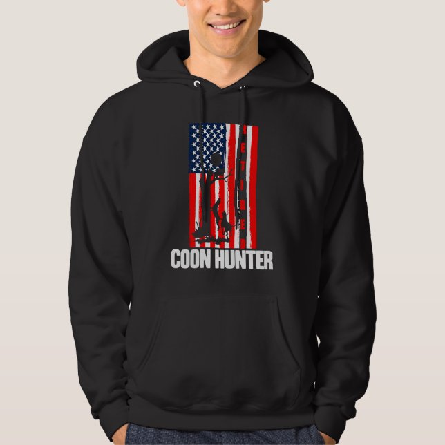 Sudadera Raccoon Hunting Season USA Flag Retired Coon Hunte (Anverso)