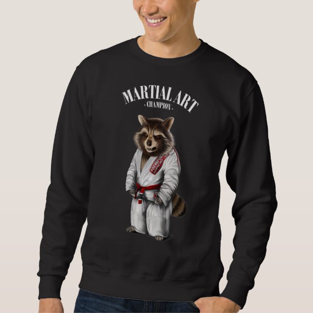 Sudadera Raccoon Judo Karate Master En Judogi Blanco (Anverso)