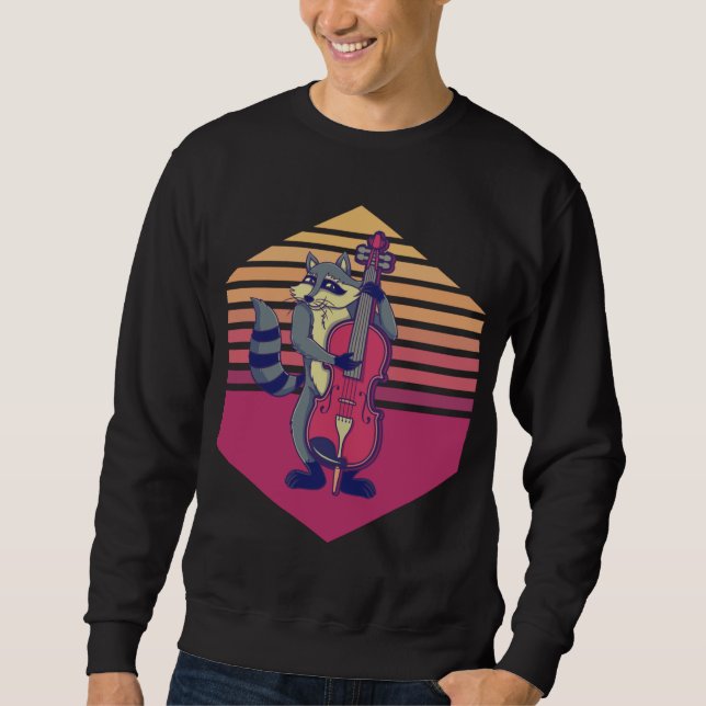 Sudadera Raccoon Jugando Cello Vintage (Anverso)