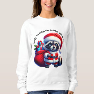 Sudadera Raccoon lindo en traje de Santa listo para Navidad