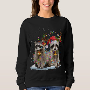 Sudadera Raccoon Reindeer Santa Hat Xmas enciende Navidades