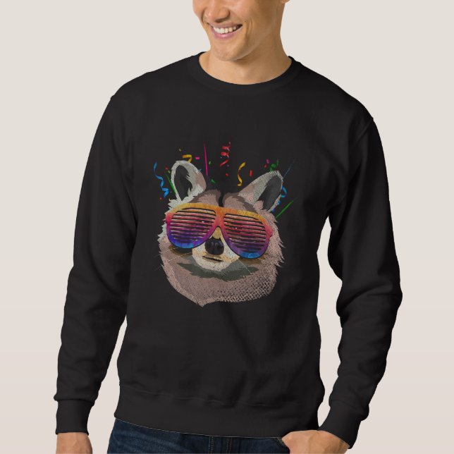 Sudadera Raccoon Sunglasses Trash Panda Party Animal Funny  (Anverso)