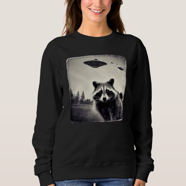 Sudadera Raccoon UFO Alien Costume #2 Kids Women Mens Funny (Anverso)