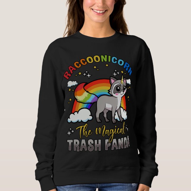 Sudadera Raccoon Unicorn Trash Panda Ringtail Lover (Anverso)