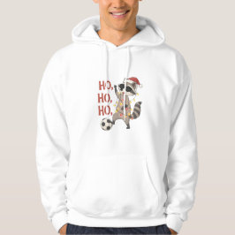 Sudadera Raccoon with lights and Christmas hat playing socc
