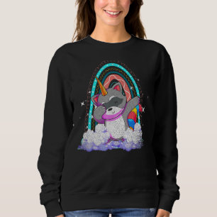 Sudadera Raccoonicornio Arcoiris Dabbing Animal Fantasía Ra