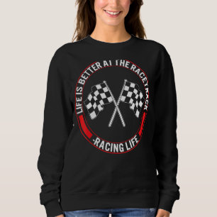 Sudadera Racetrack Life Better Checkered Flag Car Carreras 