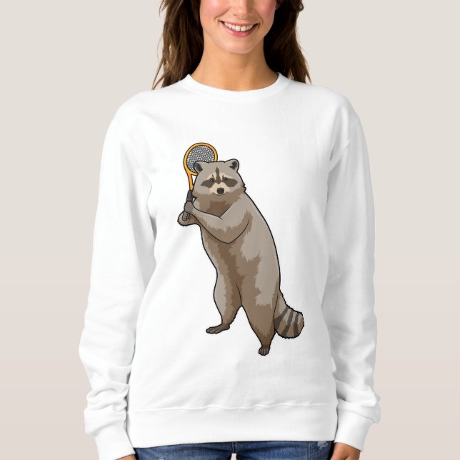 Sudadera Racoon at Tennis with Tennis racket (Anverso)