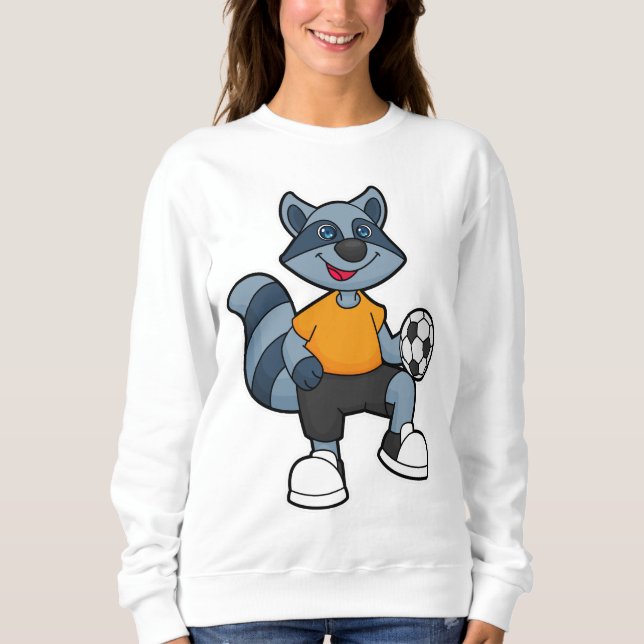 Sudadera Racoon como jugador de fútbol con pelota de fútbol (Anverso)