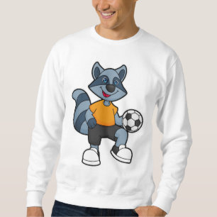 Sudadera Racoon como jugador de fútbol con pelota de fútbol