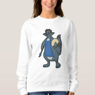 Sudadera Racoon como pintor con pincel