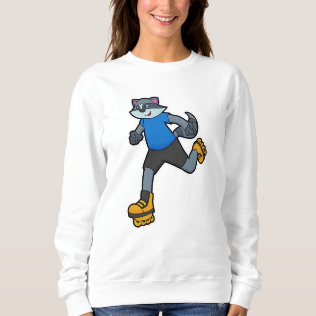 Sudadera Racoon como Skater con patines en línea (Anverso)