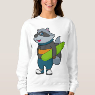 Sudadera Racoon como Snowboard con Snowboard