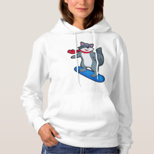 Sudadera Racoon como Snowboard con Snowboard y Scarf