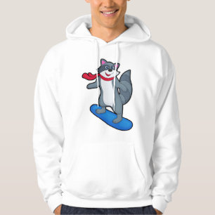 Sudadera Racoon como Snowboard con Snowboard y Scarf