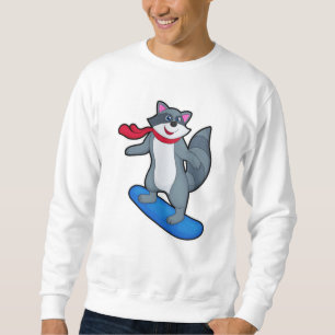 Sudadera Racoon como Snowboard con Snowboard y Scarf
