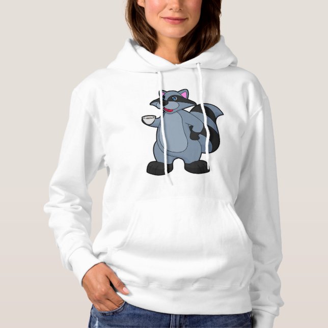 Sudadera Racoon con copa de café (Anverso)