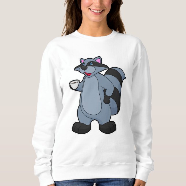 Sudadera Racoon con copa de café (Anverso)