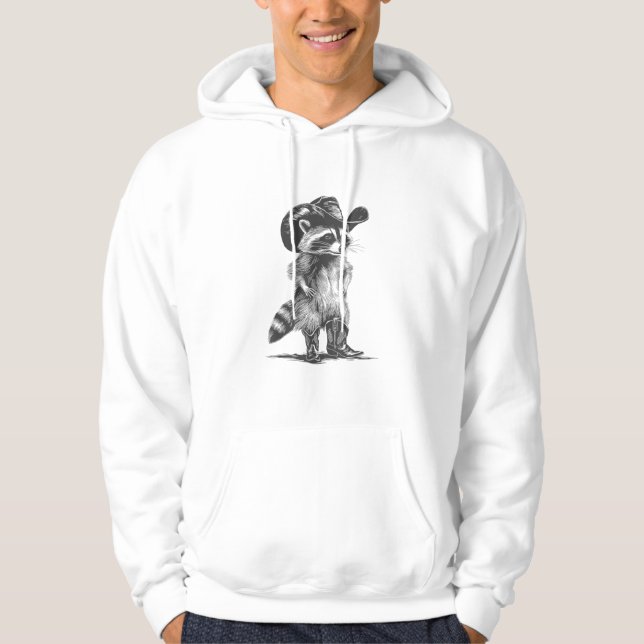 Sudadera Racoon Cowboy Funny Racoon Gráfica Memes Hombres M (Anverso)