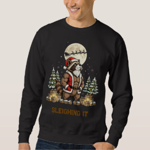 Sudadera Racoón divertido de Navidad en el gimnasio Santa l