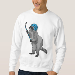 Sudadera Racoon en hockey sobre hielo con bastón de hockey 