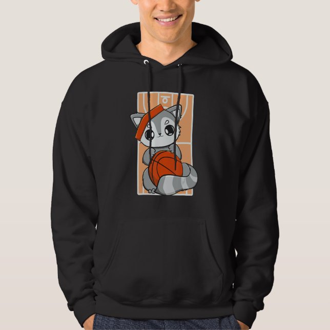 Sudadera Racoon Plays Basketball And Team Sport For Basketb (Anverso)
