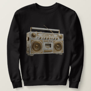 Sudadera Radio Boombox Vintage de los 90 de Mármol y Oro de