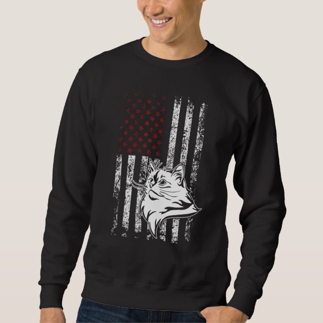 Sudadera Ragdoll Cat US Bandera Estadounidense Patriótica V (Anverso)