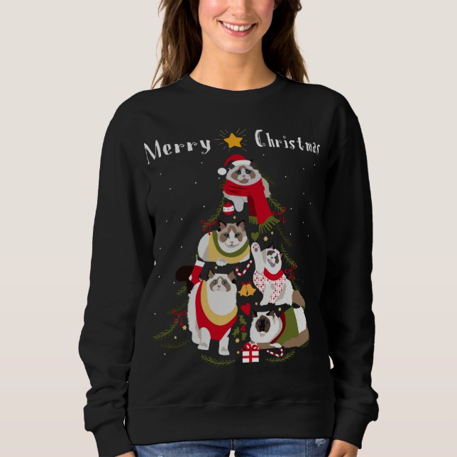Sudadera Ragdoll Christmas Tree Xmas Cat Lover (Anverso)