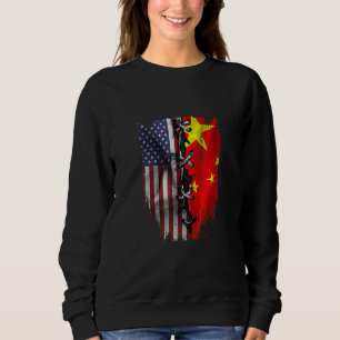 Sudadera Raíces Chinas Cultivadas en América Bandera de EE.