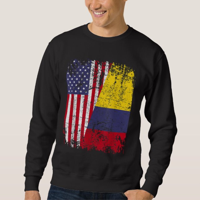Sudadera RAÍCES COLOMBIANOS Bandera MEDIA Americana COLOMBI (Anverso)