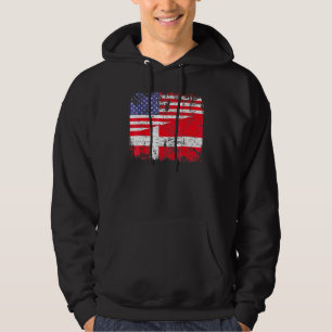 Sudadera Raíces danesas Bandera media estadounidense Dinama